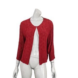 CP SHADES Women's open front Textured Cardigan top in Red Rayon sz Small